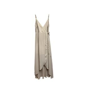 SHOW ME YOUR MUMU Dress Womens Large Mariah Wrap Dress Beige Hi-low